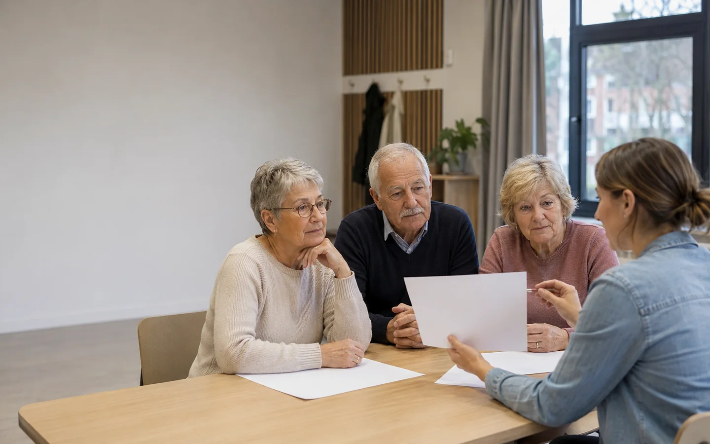 Des seniors consultent calmement des informations générales